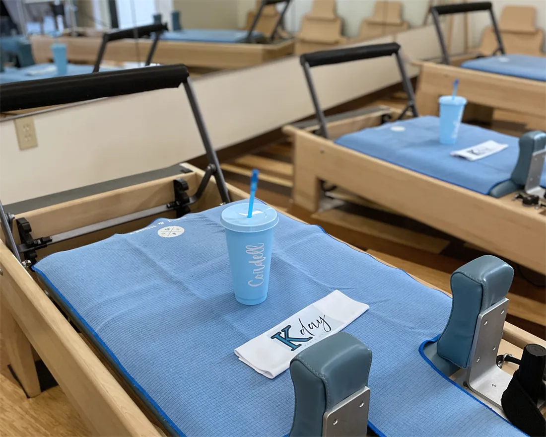 Studio in Huntsville AL prepared for a private Pilates party that includes a Reformer class 
